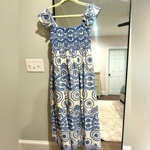 Blue/cream maxi dress. Worn once